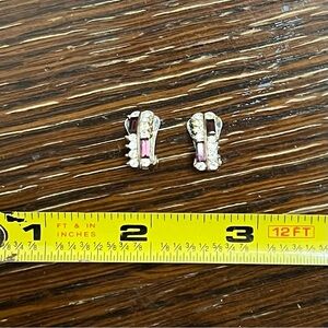 Small, sparkly purple and diamond style silver CLIP earrings